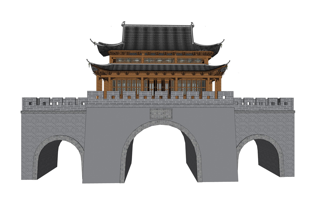 古建城门城楼su模型