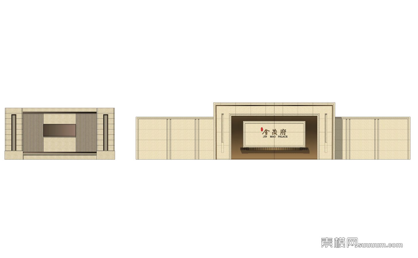 中式景墙组合su模型