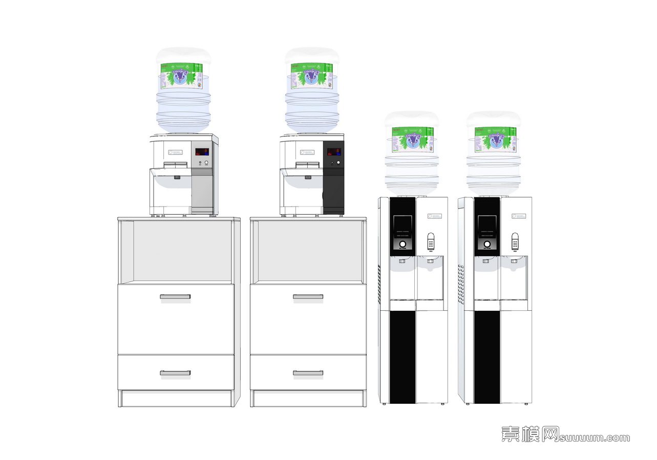 素模网 室内 器材设备 家用电器 现代饮水机组合su模型  普通会员 id