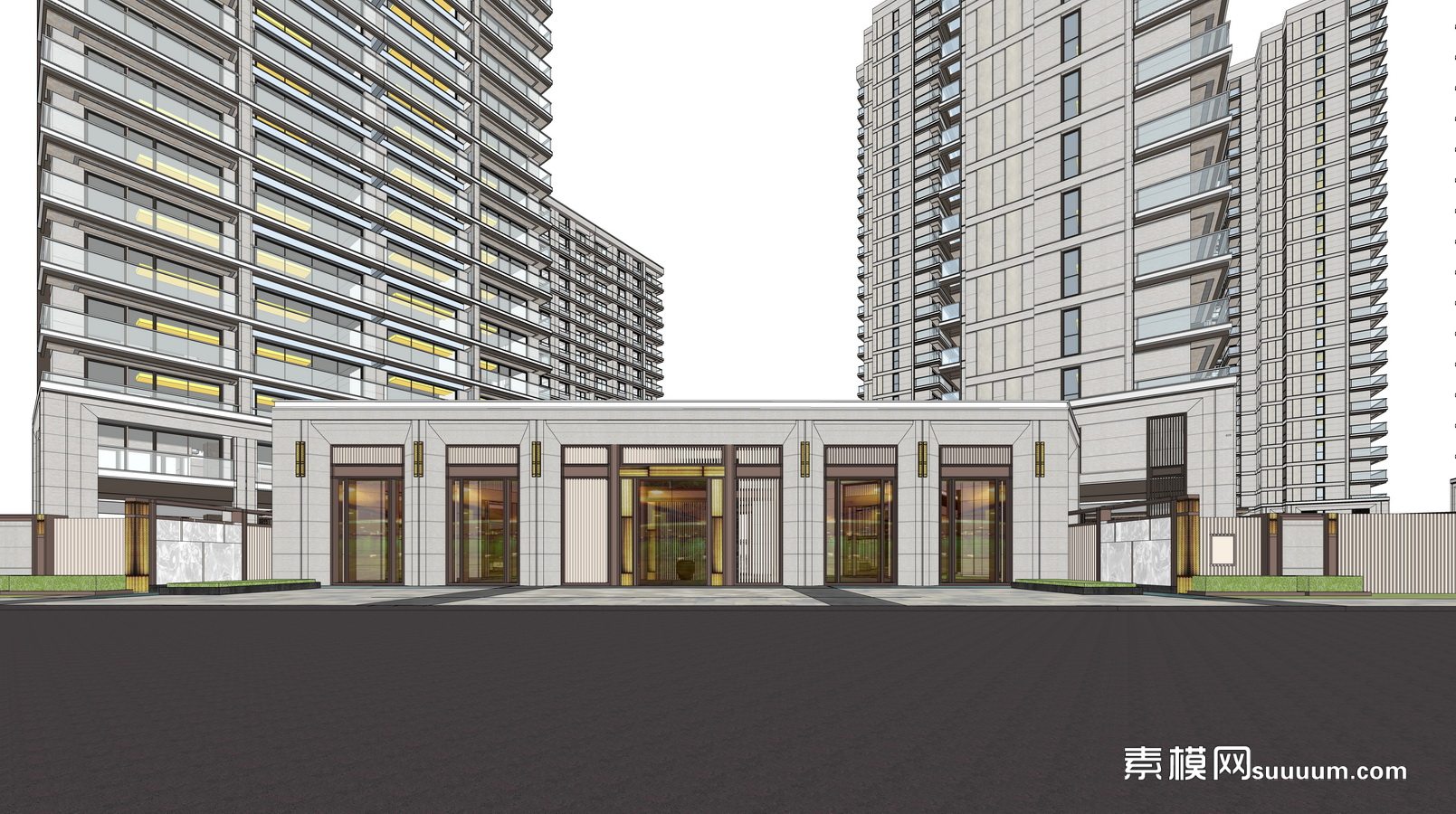 素模网 建筑 现代典雅高层住宅模型 背影 普通会员 id:33051复制