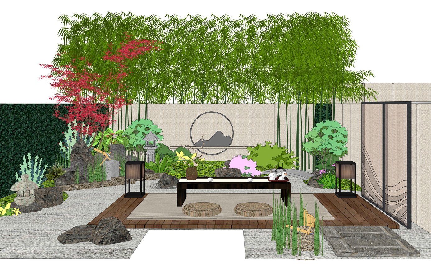 日式庭院景观su模型