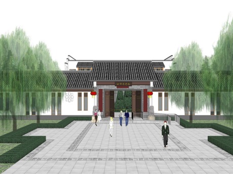中式展览馆SU模型
