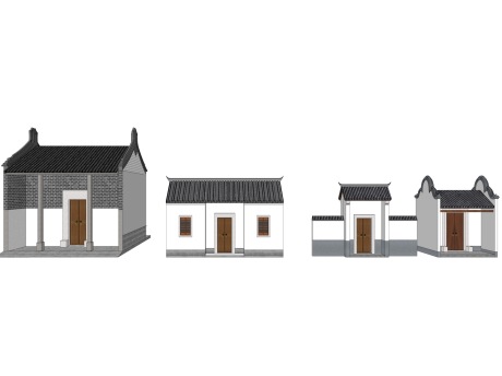 客家民居建筑构件SU模型