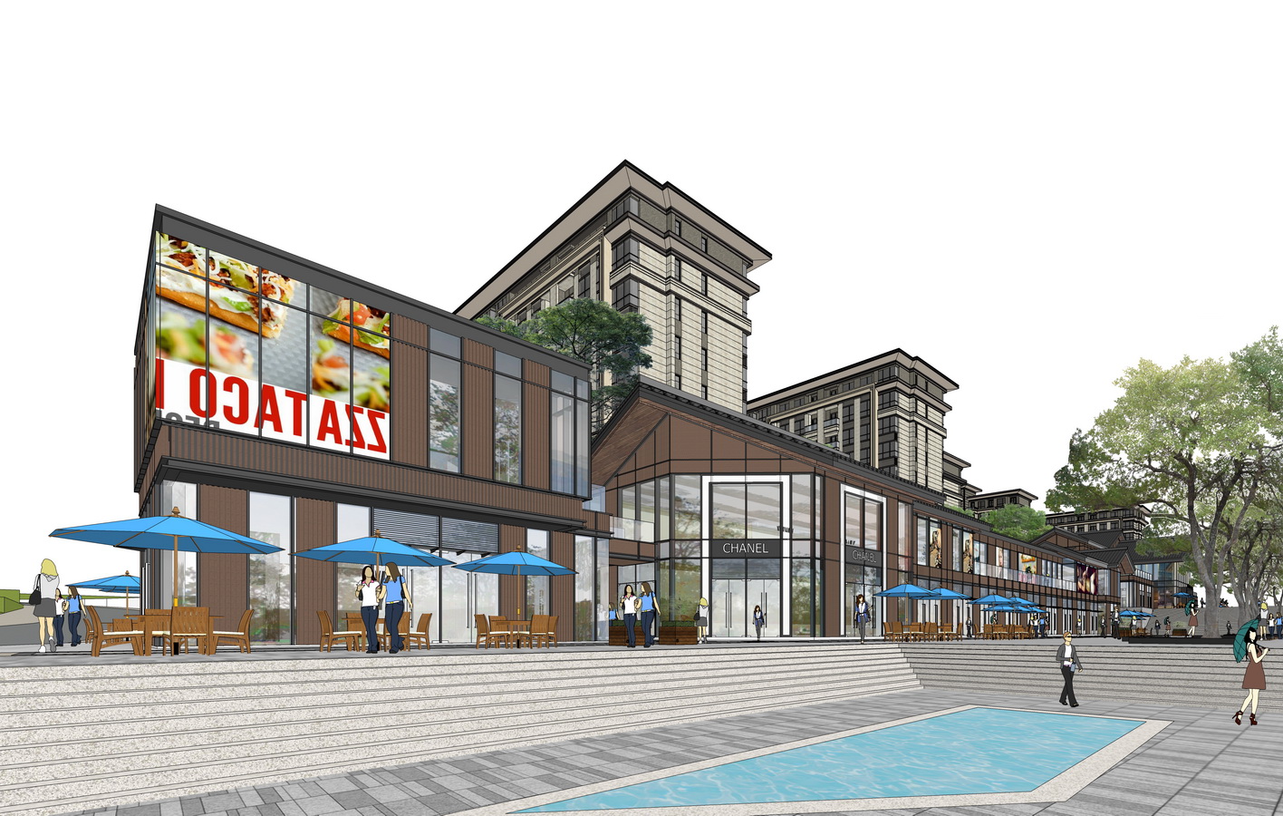 新亚洲商业街su模型