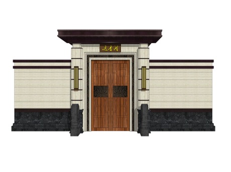 中式院门SU模型