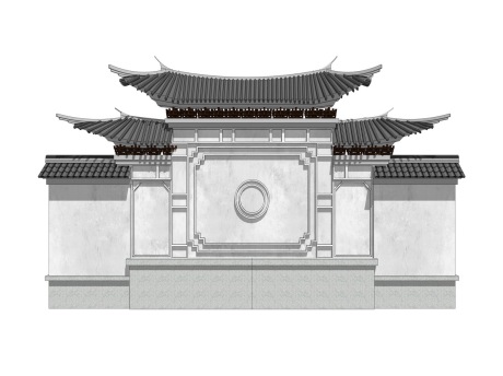 中式照壁SU模型