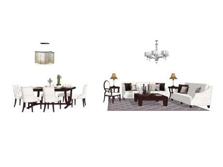现代沙发茶几餐桌椅组合SU模型