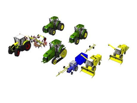 现代农业拖拉机农用车组合SU模型