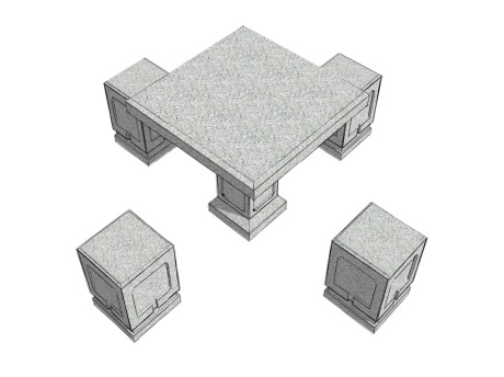 中式石桌石凳SU模型