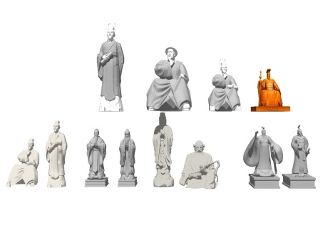 古代人物雕塑组合SU模型