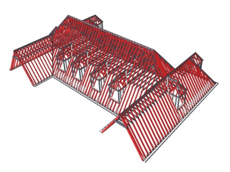屋顶内部框架结构SU模型