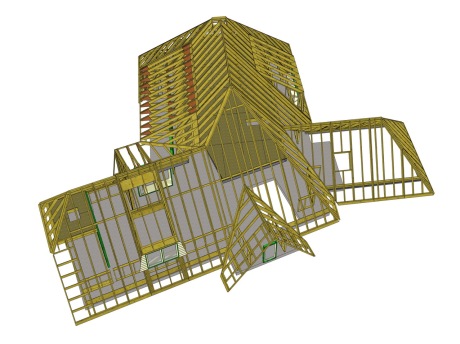 屋顶内部框架结构SU模型