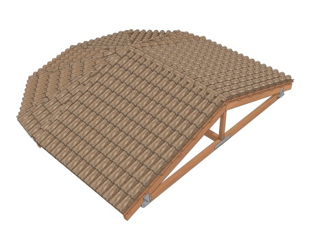 屋顶瓦片结构 SU模型