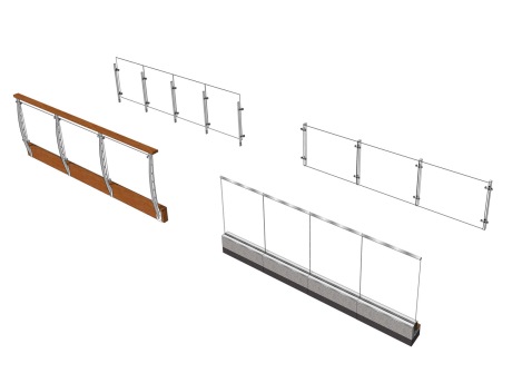玻璃栏杆组合SU模型
