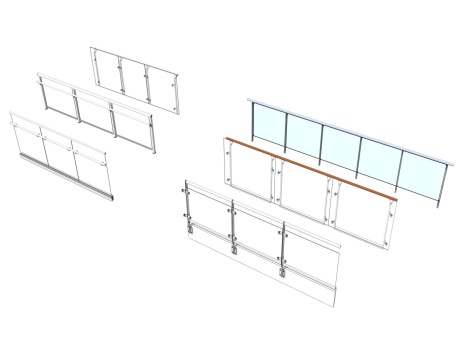 玻璃栏杆组合SU模型