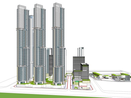 深圳南山区沙河街道深业世纪山谷城市更新SU模型