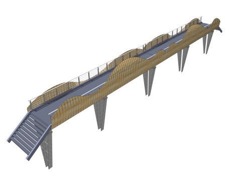 现代景观桥SU模型