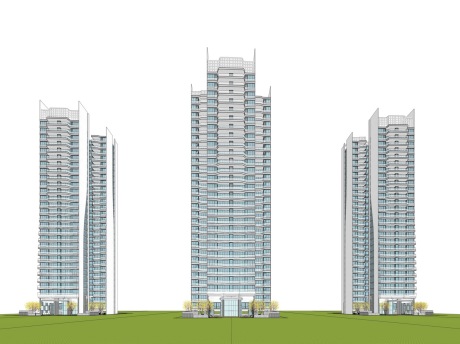 现代高层住宅SU模型