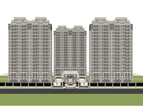 新城大都会新古典高层住宅SU模型