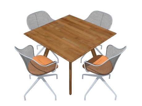 现代桌椅组合SU模型