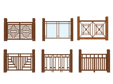 中式木栏杆SU模型