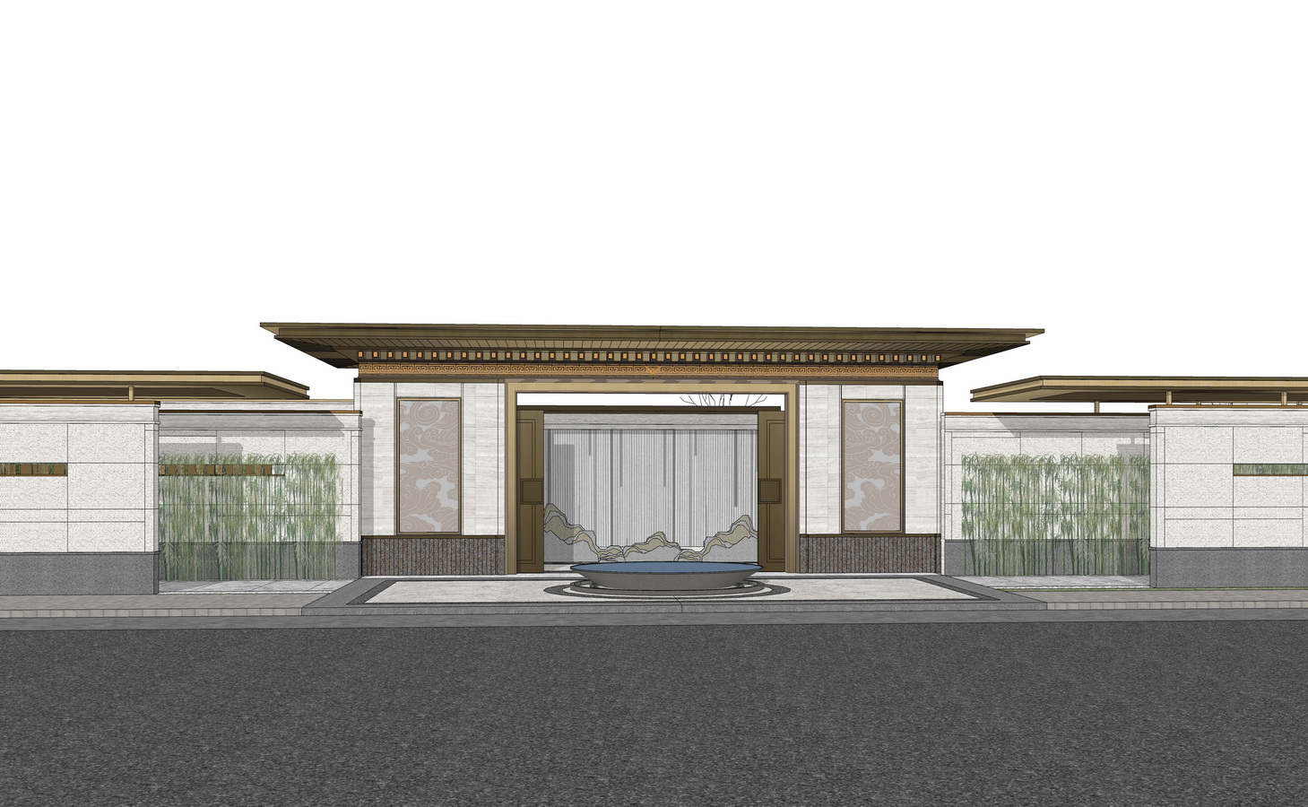 新亚洲大门su模型