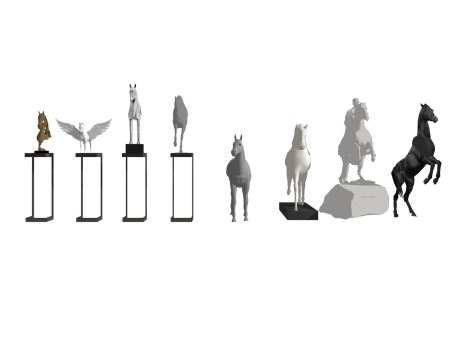 现代马雕塑摆件SU模型