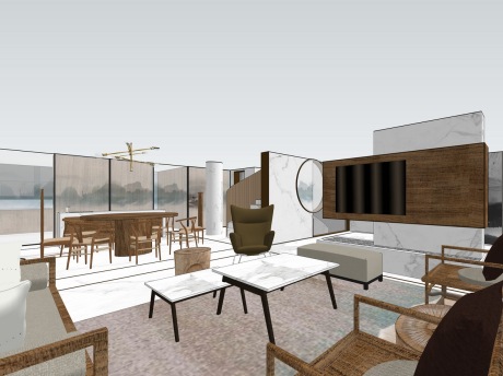 现代客餐厅茶室SU模型