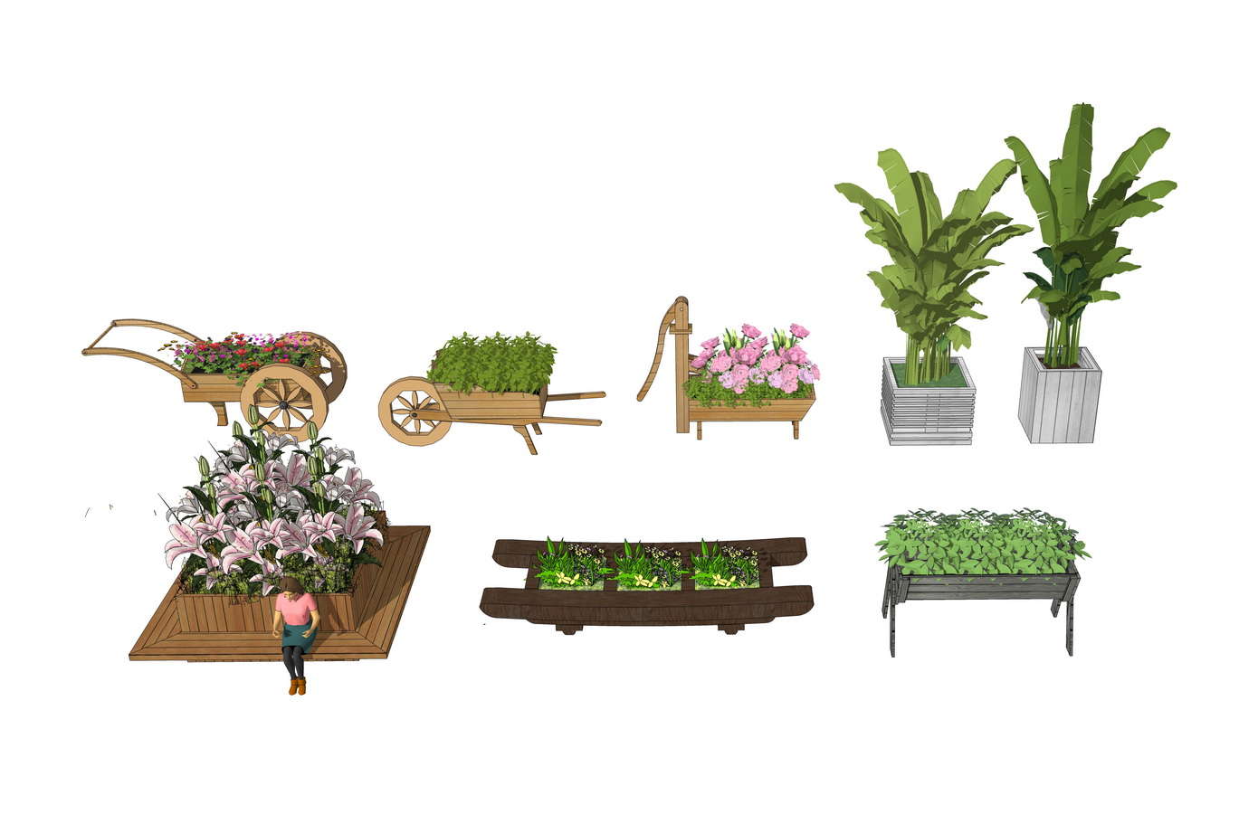 花箱组合su模型