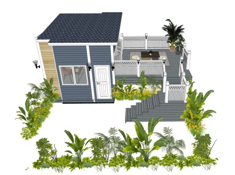 欧式屋顶花园露台SU模型