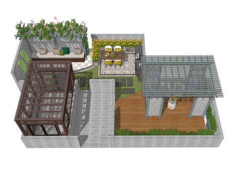 屋顶花园SU模型