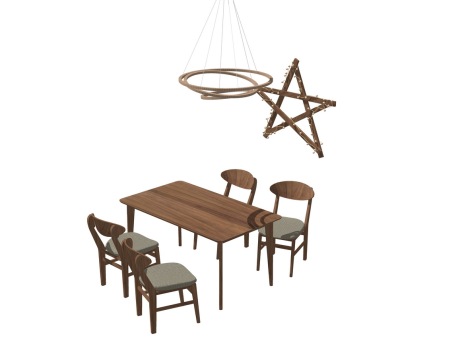 北欧餐桌椅组合SU模型