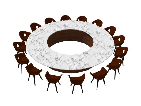 圆形会议桌椅组合SU模型