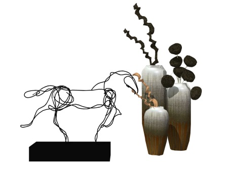 新中式花瓶饰品摆件SU模型