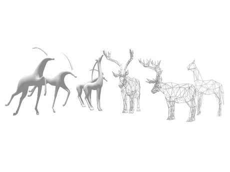 鹿雕塑组合SU模型