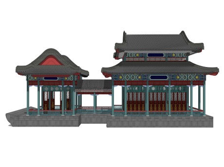 中式古建画舫SU模型