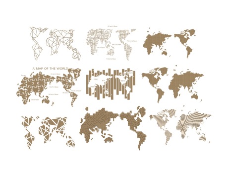 现代地图墙饰挂件组合SU模型