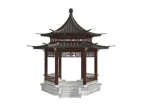 中式八角亭SU模型