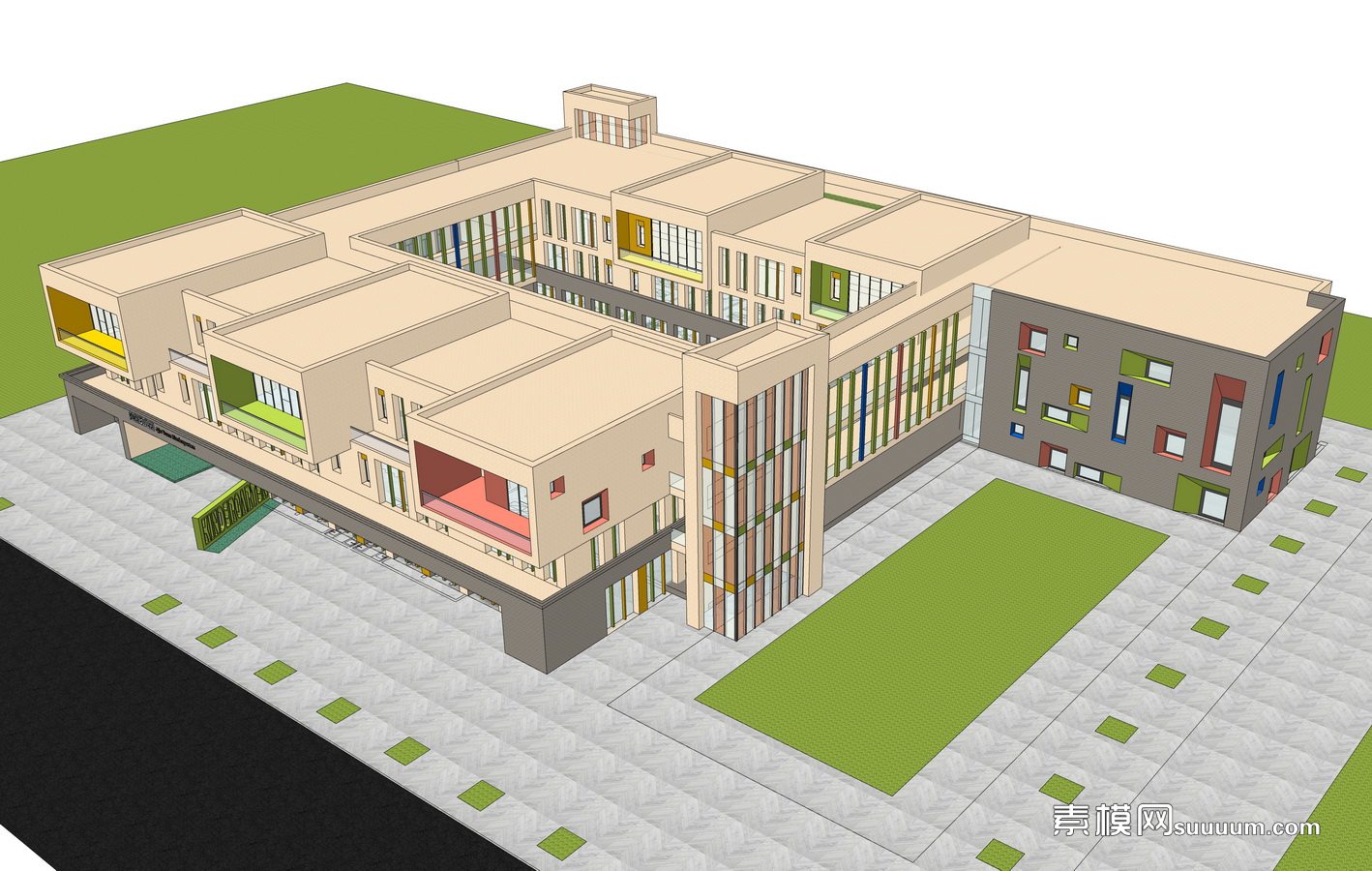 现代幼儿园su模型