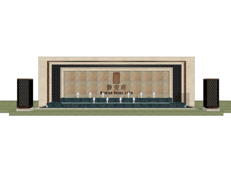 中式景墙SU模型