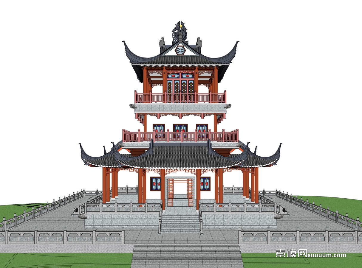 中式阁楼模型