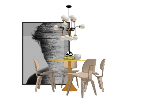 现代餐桌椅组合SU模型