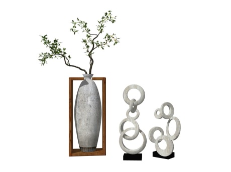 现代雕塑花瓶摆件SU模型