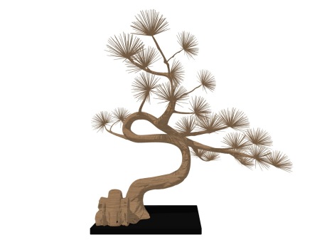 新中式造型松树摆件SU模型