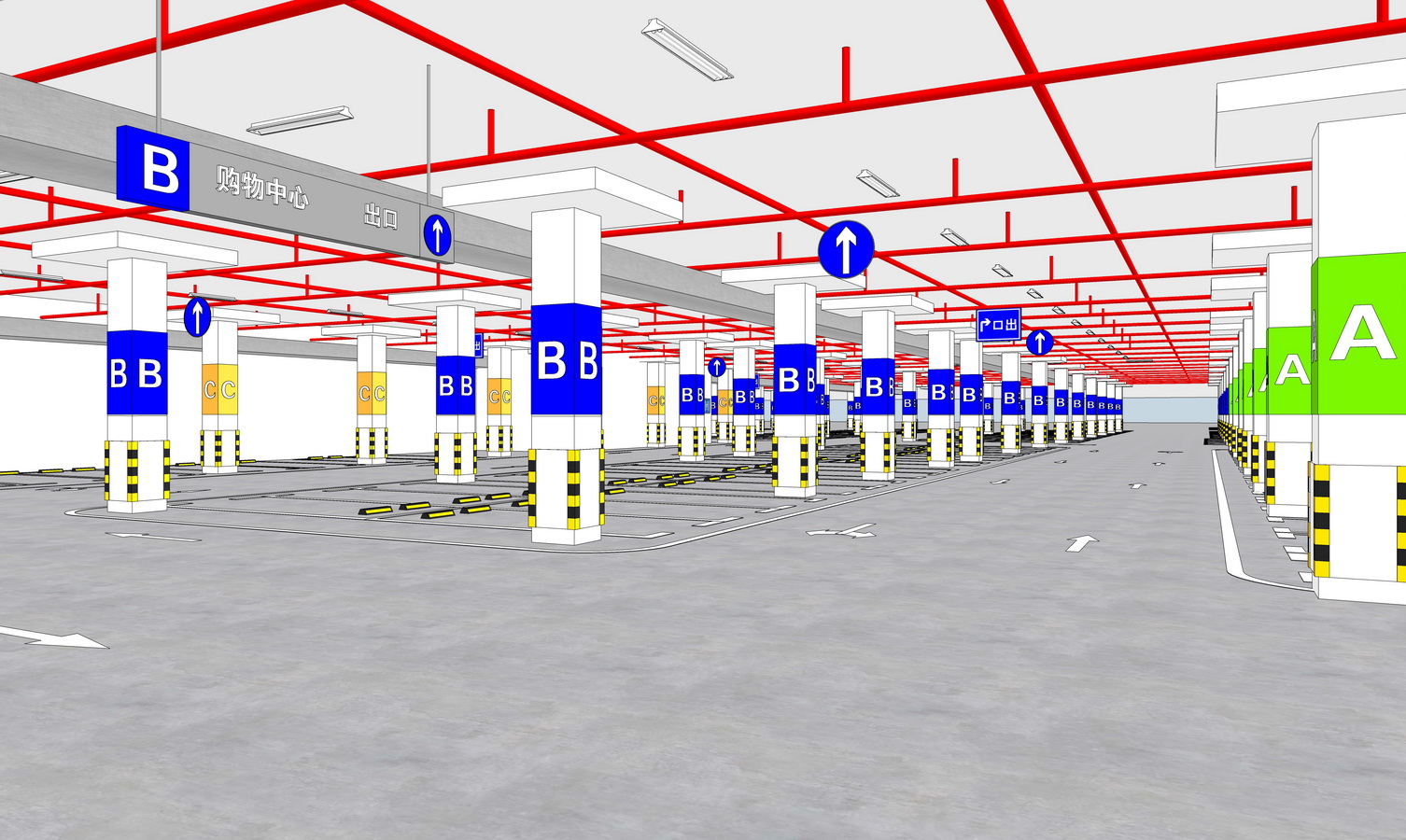 地下停车场su模型
