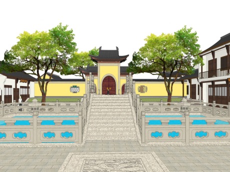 佛教寺庙SU模型