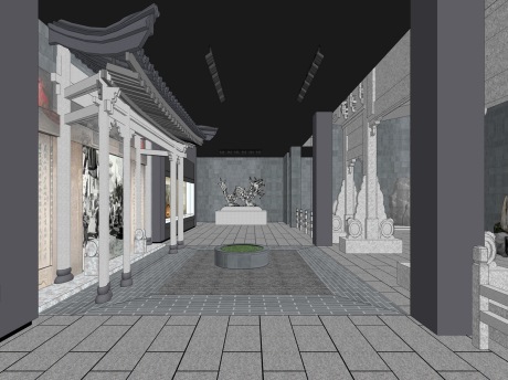 中式博物馆空间SU模型