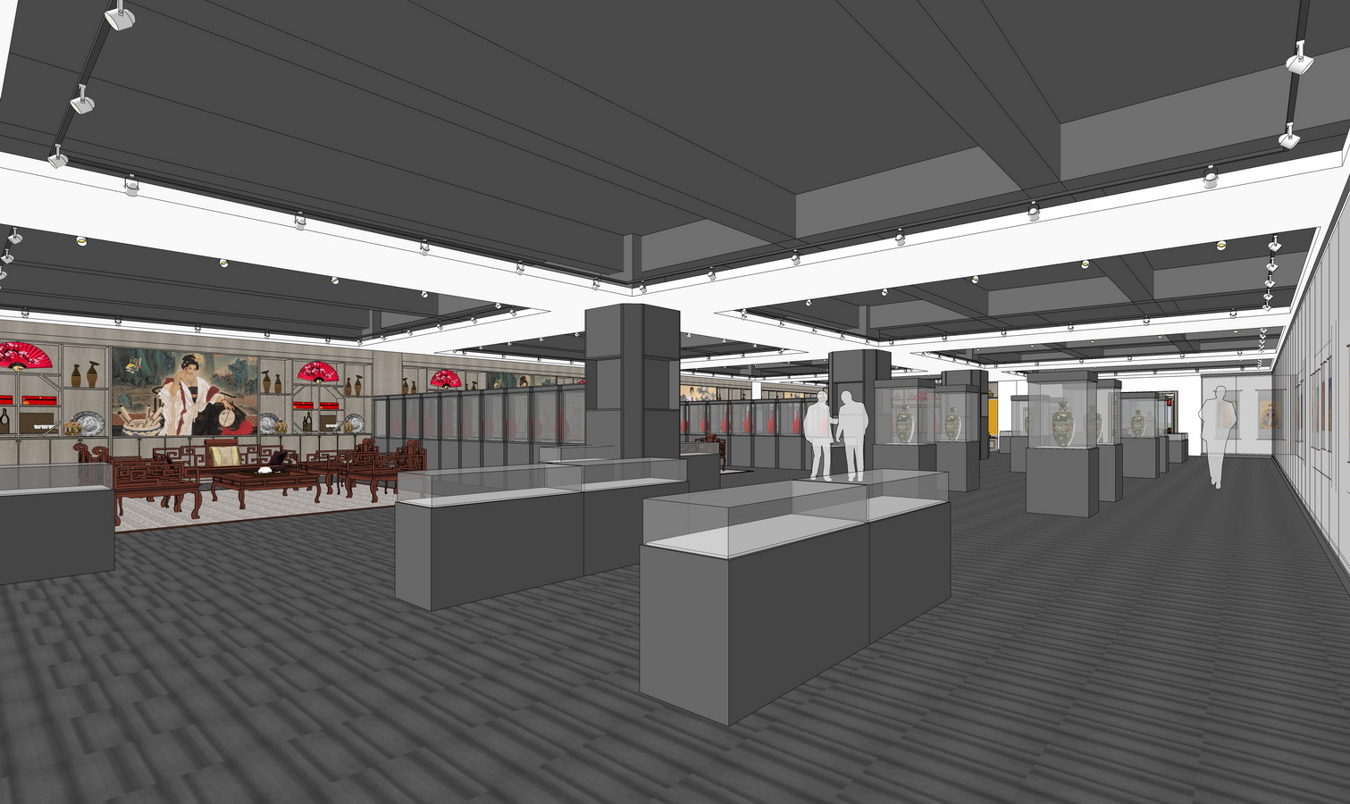 中式展览馆su模型