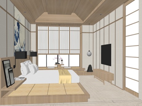 日式卧室SU模型
