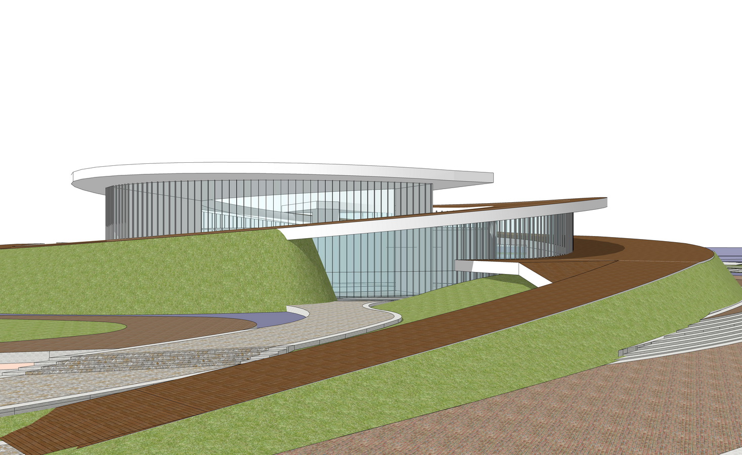 现代展览馆su模型